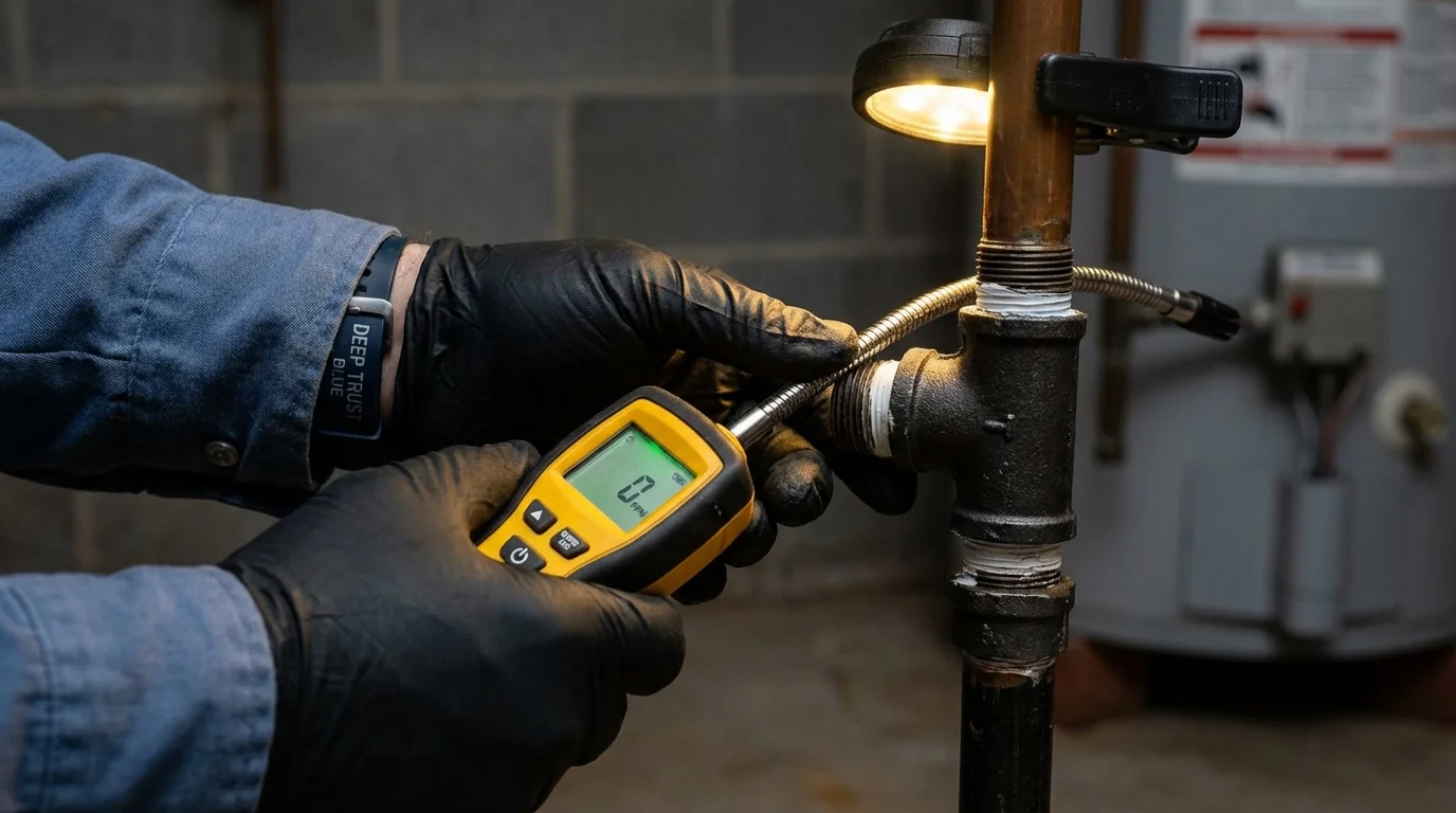Gas leak detection with electronic sniffer by Johns Plumbing LLC in Tahlequah