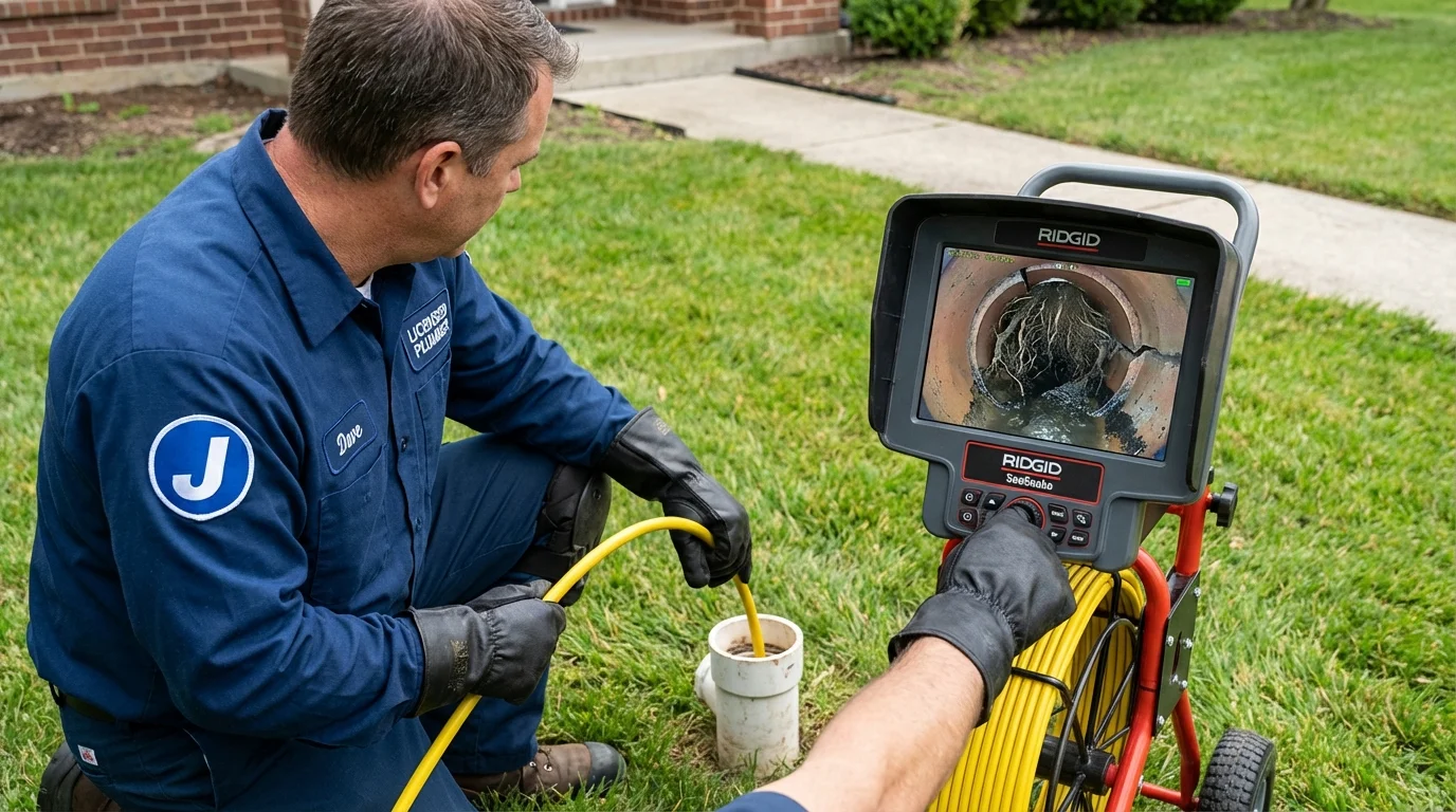 Sewer camera inspection being performed by Johns Plumbing LLC in Tahlequah