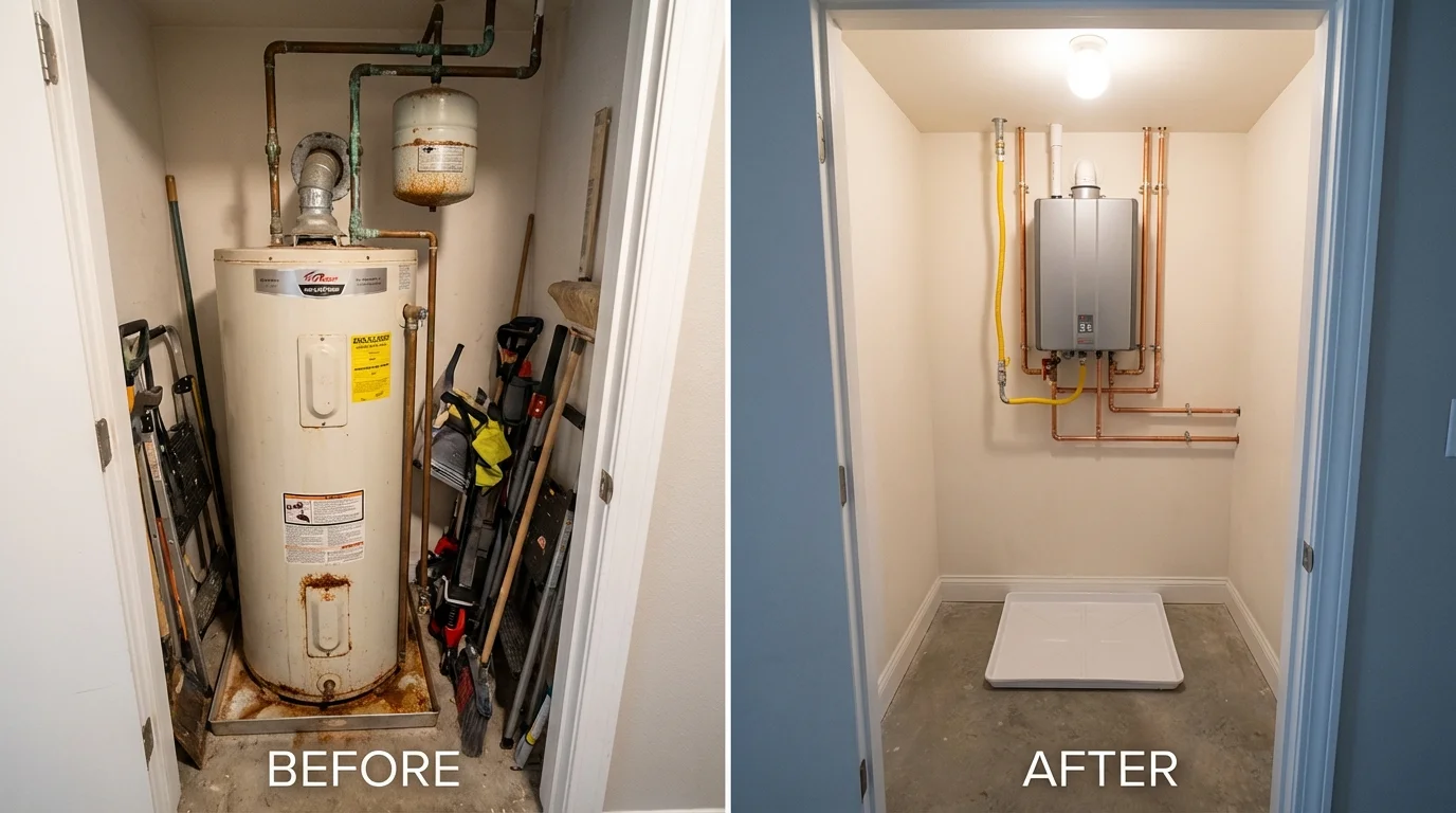 Tank water heater versus wall-mounted tankless unit comparison for Tahlequah, OK homeowners